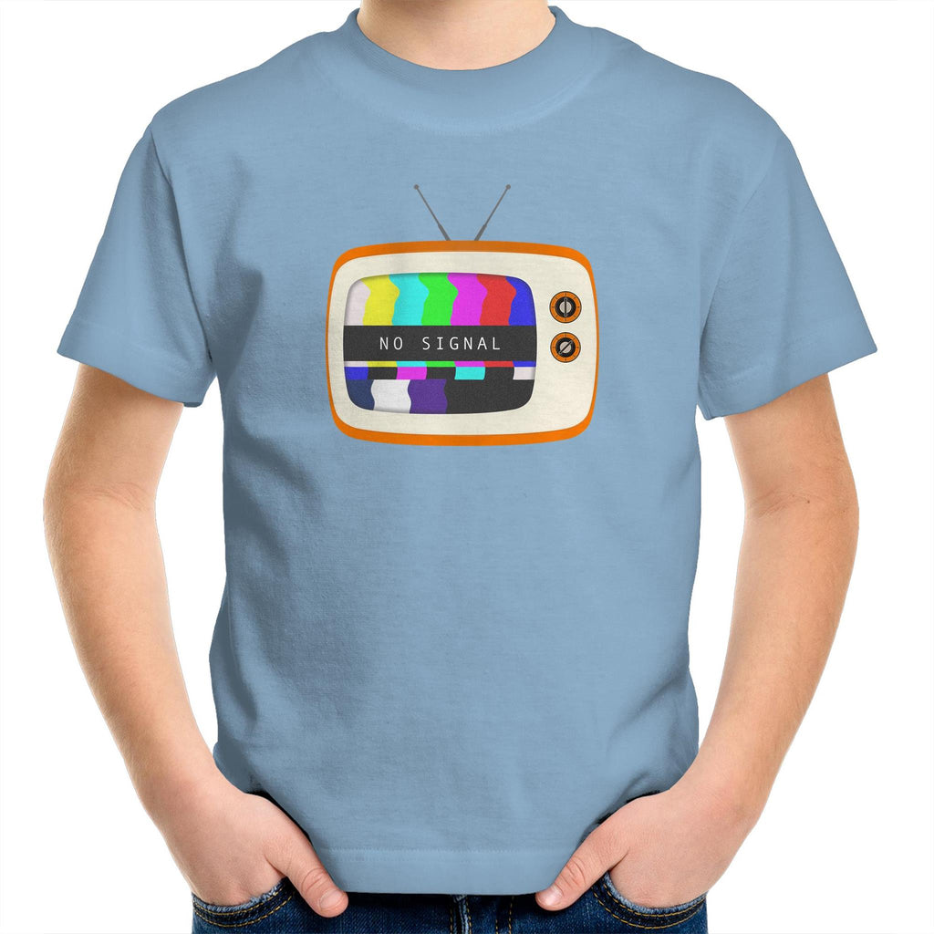 Retro TV, No Signal - Kids Youth T-Shirt Carolina Blue Kids Youth T-shirt Printed In Australia Retro Tech
