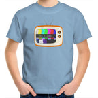 Retro TV, No Signal - Kids Youth T-Shirt Carolina Blue Kids Youth T-shirt Printed In Australia Retro Tech