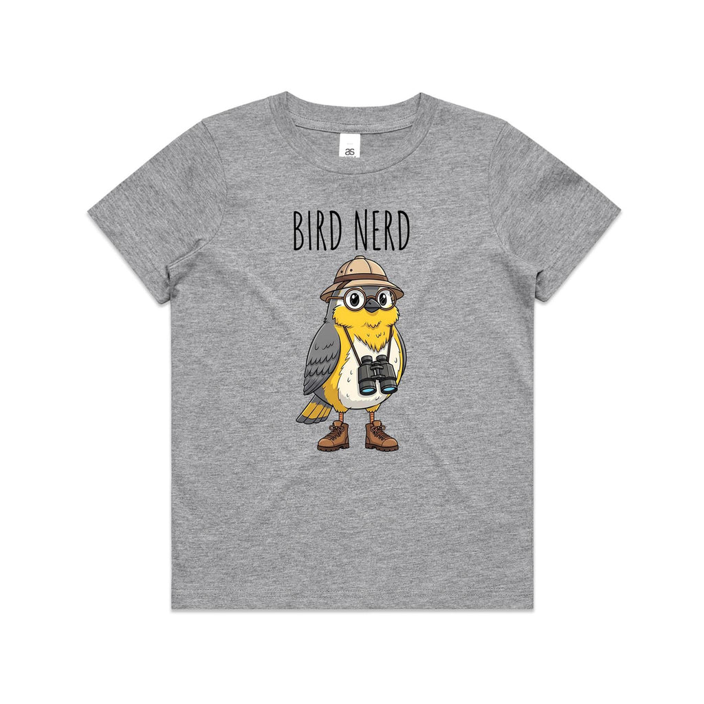 Bird Nerd 2 Kid's AS Colour T-shirt Grey Marle Kids Youth T-shirt animal Birds Printed In Australia