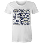 Sea Creatures - Womens T-shirt White Womens T-shirt animal Printed In Australia