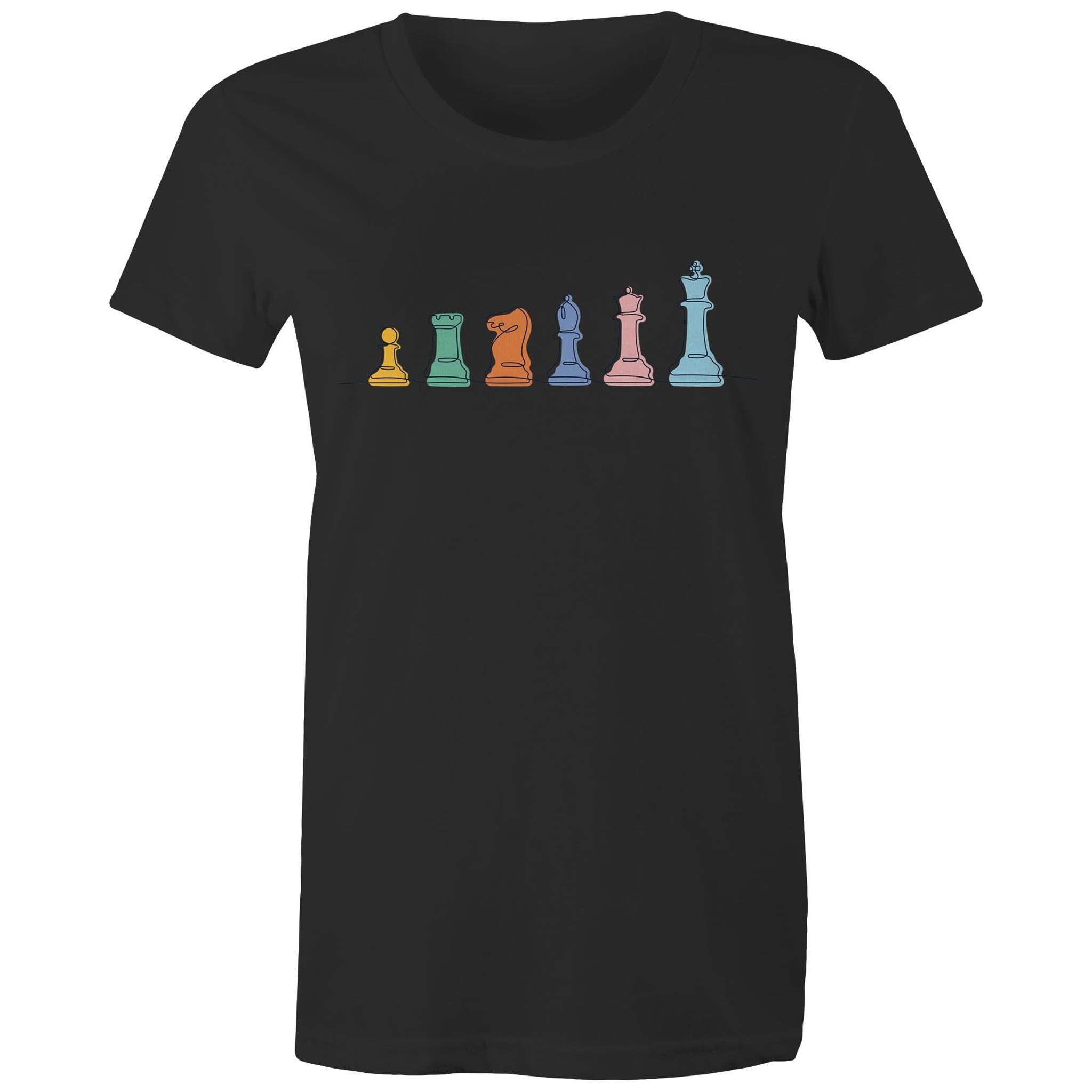 Chess - Womens T-shirt Black Womens T-shirt Chess Games Printed In Australia