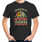 Chess And Education - Kids Youth T-Shirt Black Kids Youth T-shirt Chess Games Printed In Australia