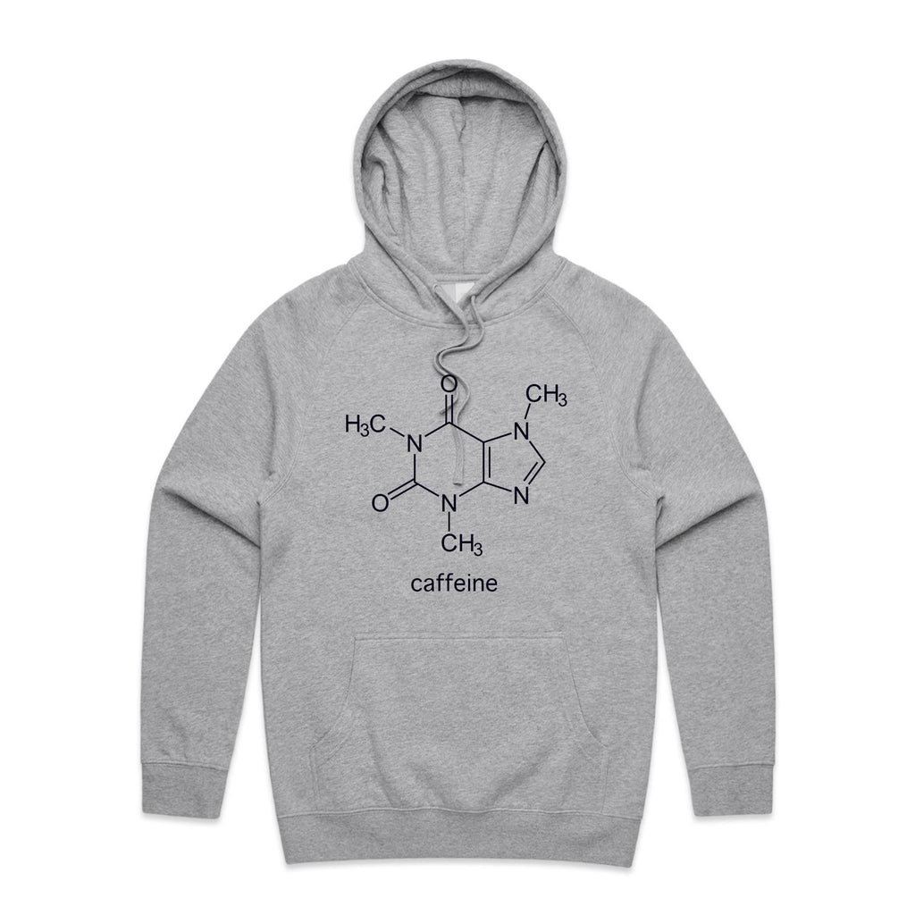 Caffeine Molecule - Mens Hoodie Grey Marle Mens Hoodie Coffee Printed In Australia Science