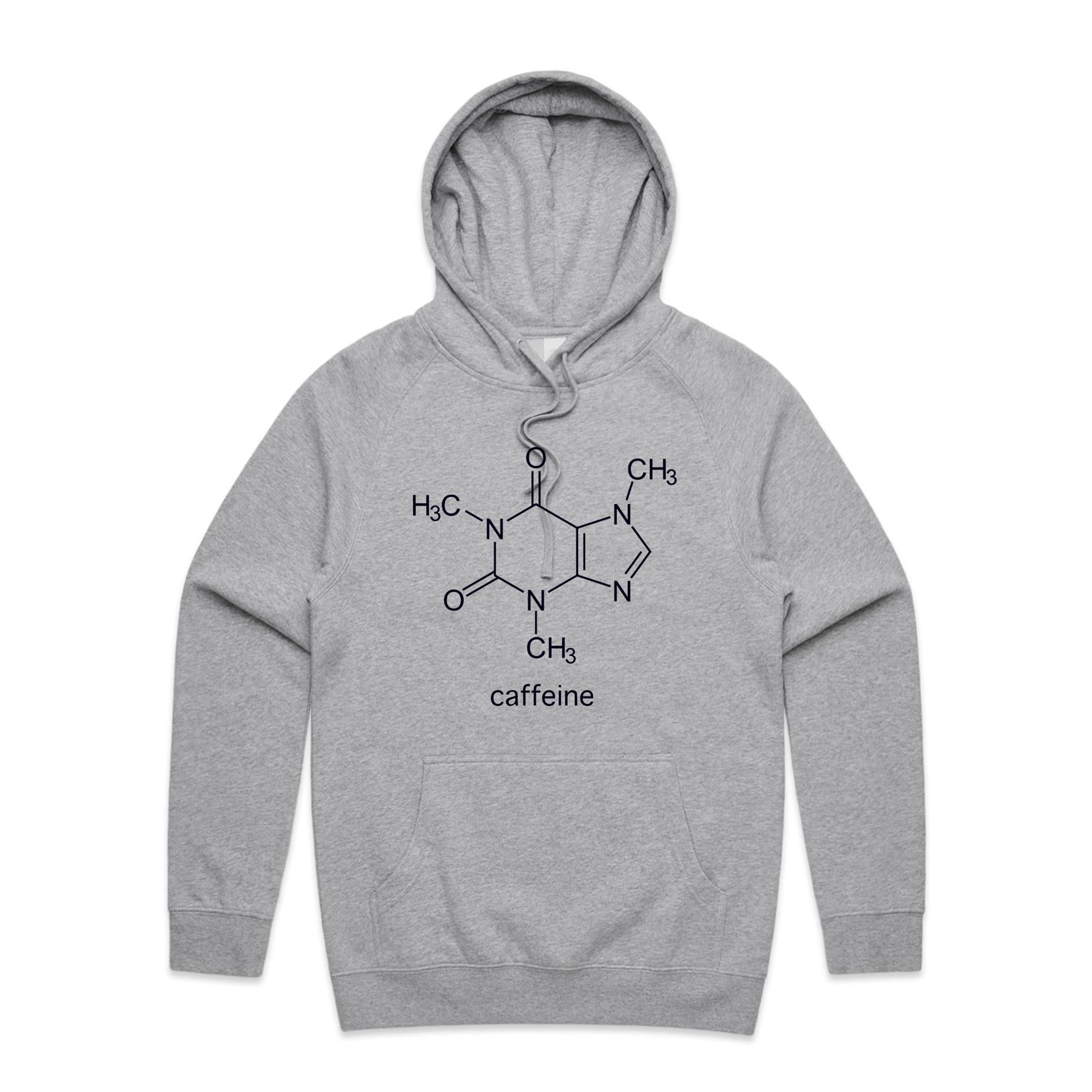 Caffeine Molecule - Mens Hoodie Grey Marle Mens Hoodie Coffee Printed In Australia Science
