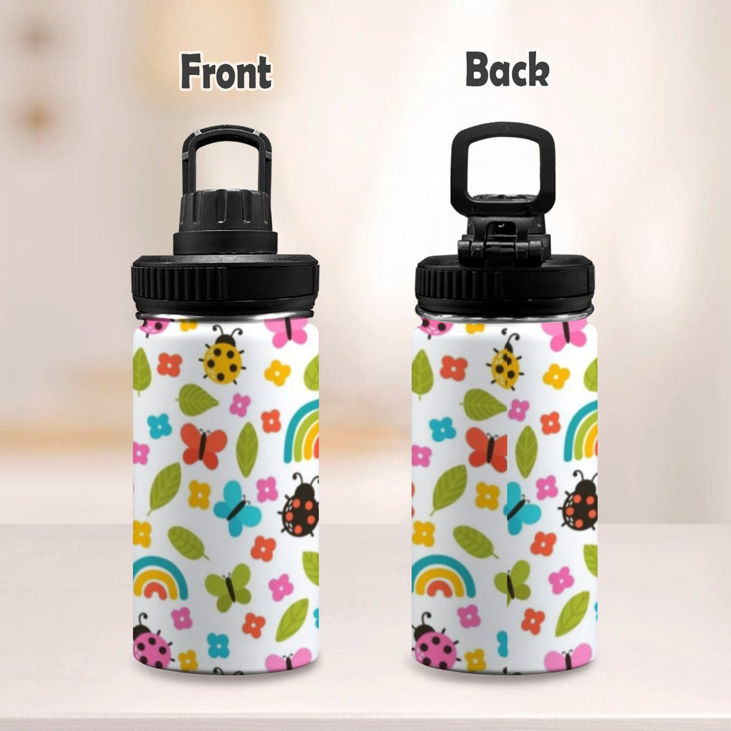 Ladybugs And Rainbows - Kids Water Bottle with Chug Lid (12 oz)