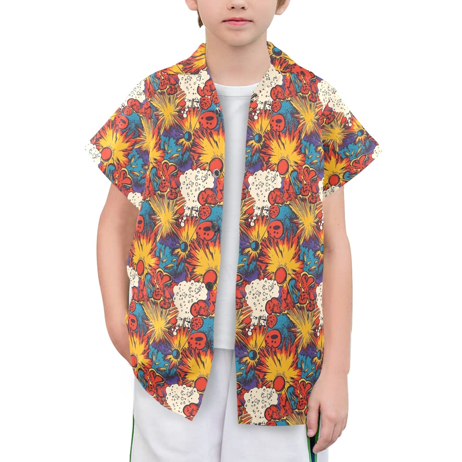 Comic Book Explosions Senior Kids Hawaiian Shirt