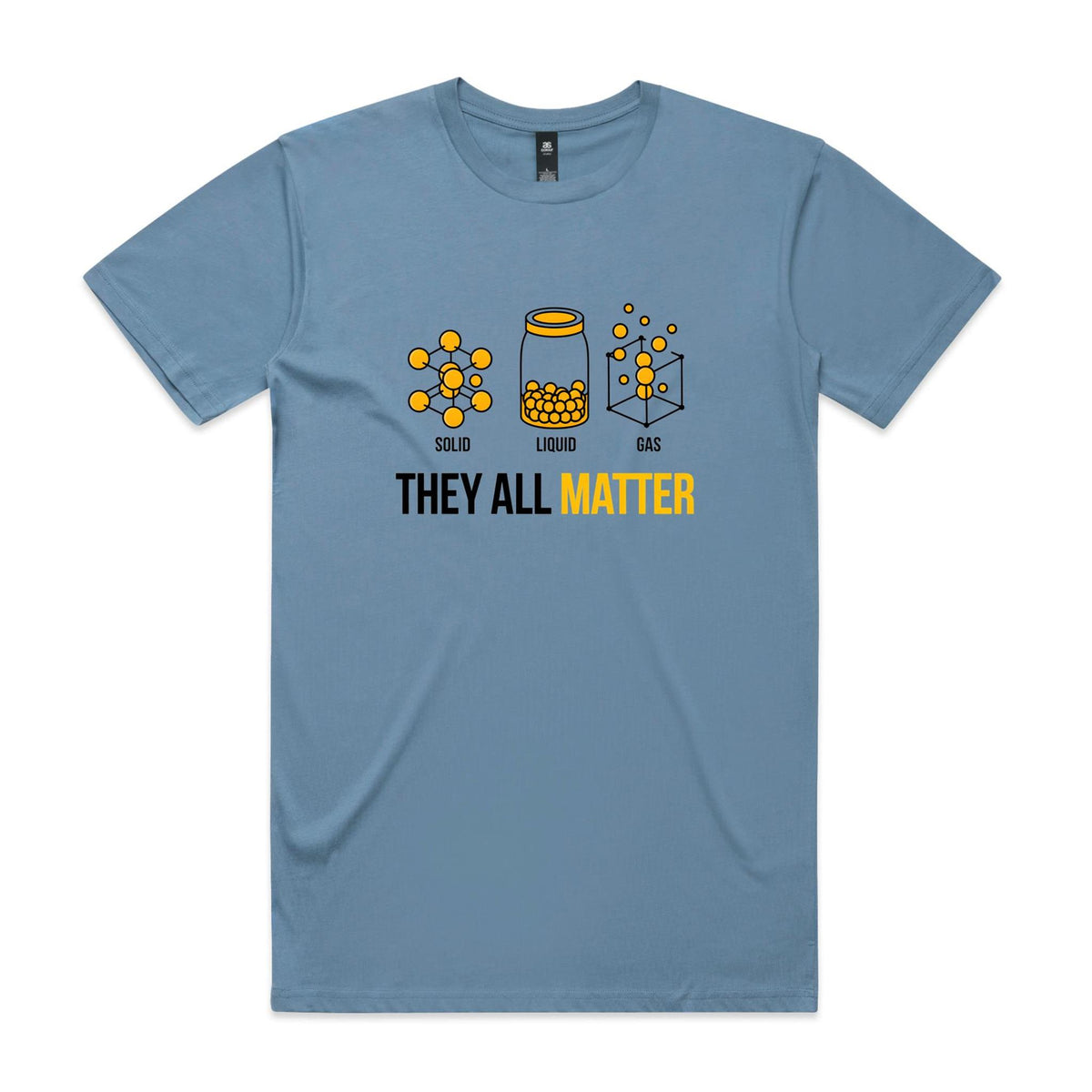 They All Matter Solid Liquid Gas Men's AS Colour T-shirt Fog Blue Mens T-shirt Printed In Australia Science
