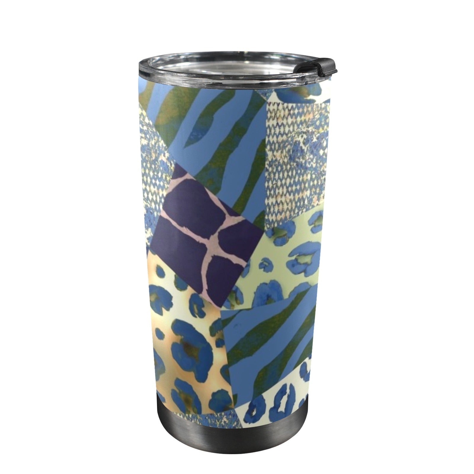Animal Mosaic - 20oz Mobile Tumbler with Lid (Black Lock) One Size 20oz Travel Mug Printed Offshore