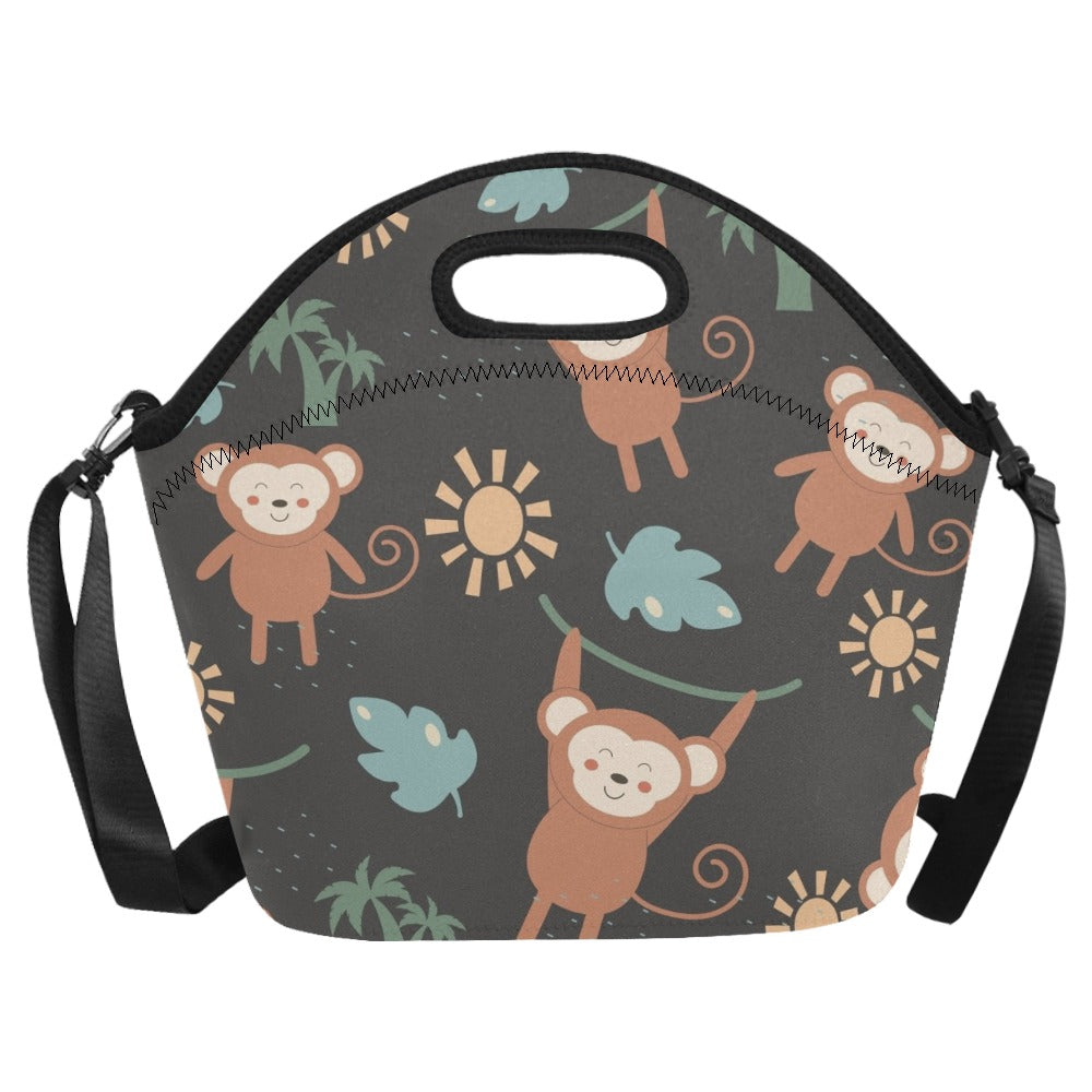 Monkey Swing Neoprene Lunch Bag/Large (Model 1669) Neoprene Lunch Bag animal Printed Offshore