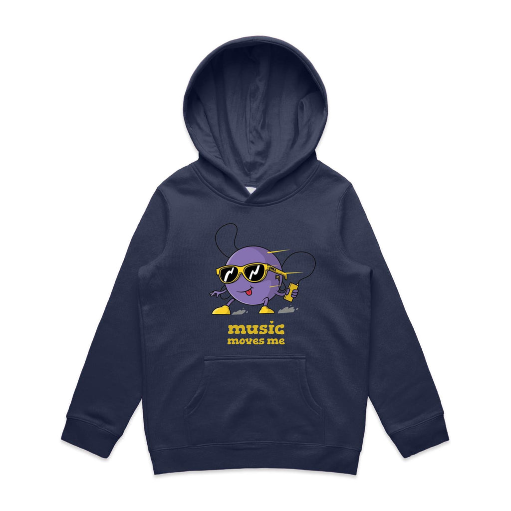 Music Moves Me - Kids Hoodie Midnight Blue Kids Hoodie Printed In Australia
