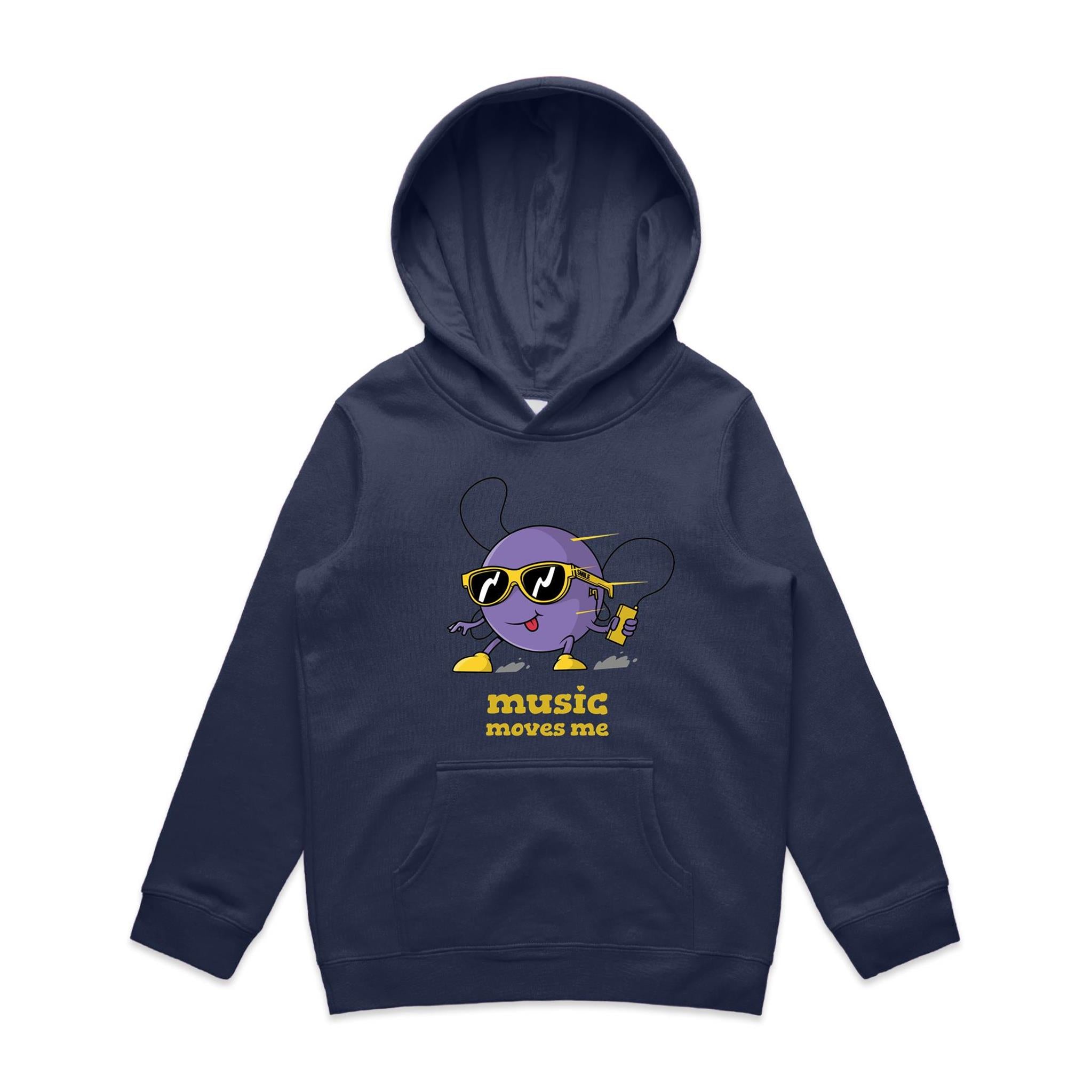 Music Moves Me - Kids Hoodie Midnight Blue Kids Hoodie Printed In Australia