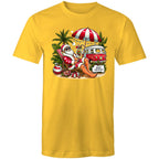 Santa By The Beach - Mens T-Shirt Yellow Mens Christmas T-shirt Christmas Printed In Australia