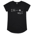 Cat String Theory Physics Women's AS Colour Scoop Neck T-Shirt Black Womens Scoop Neck T-shirt animal Printed In Australia Science