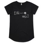 Cat String Theory Physics Women's AS Colour Scoop Neck T-Shirt Black Womens Scoop Neck T-shirt animal Printed In Australia Science