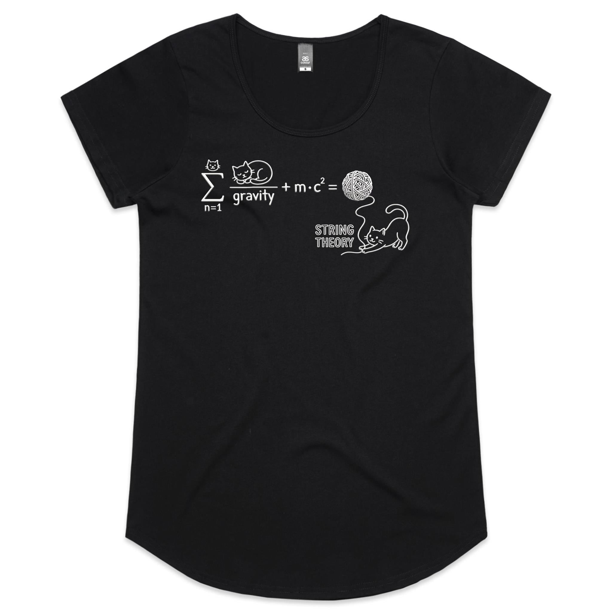 Cat String Theory Physics Women's AS Colour Scoop Neck T-Shirt