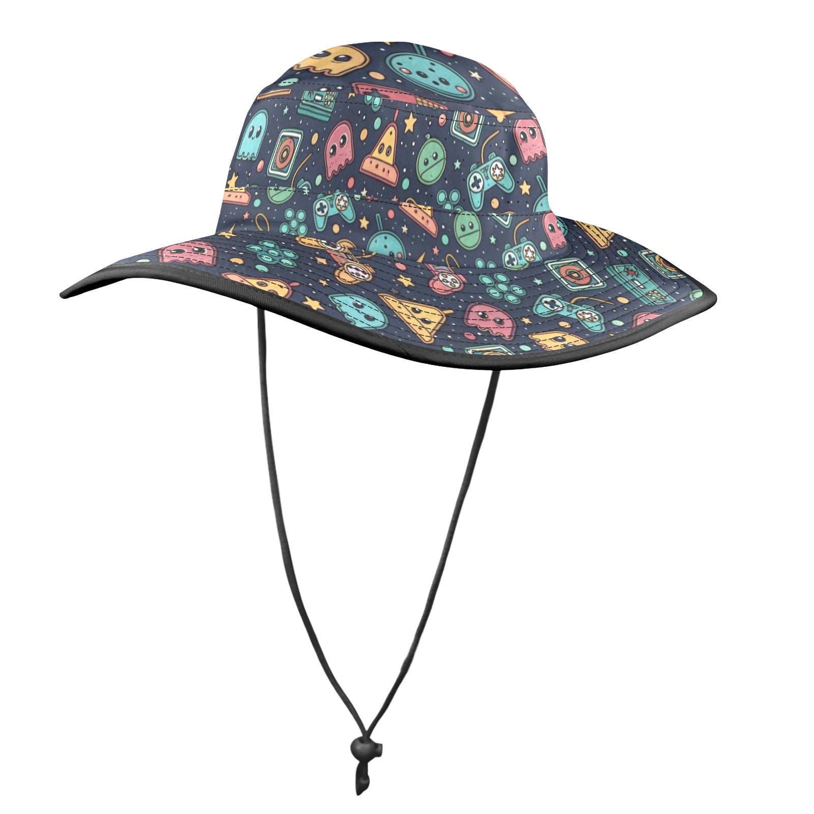 Video Game Wide Brim Bucket Hat Wide Brim Bucket Hat Games Printed Offshore Retro