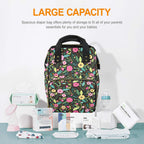 Bright Floral And Leaves Multi-Function Backpack, Nappy / Diaper Bag Multi-function Backpack, Nappy / Diaper Bag Plants Printed Offshore