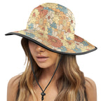 Vintage Retro Floral Wide Brim Bucket Hat Wide Brim Bucket Hat Plants Printed Offshore Retro