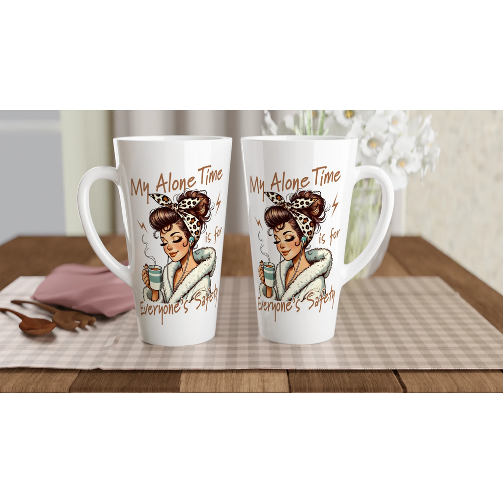 Personalised My Alone Time Is For Everyone's Safety White Latte 17oz Ceramic Mug Personalised Latte Mug Globally Fulfilled
