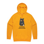 Life Begins After Coffee, Cat - Mens Hoodie Gold Mens Hoodie animal Coffee Printed In Australia