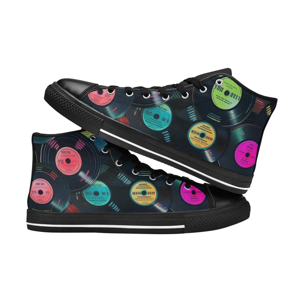 Retro Vinyl Records - Men's High Top Canvas Shoes