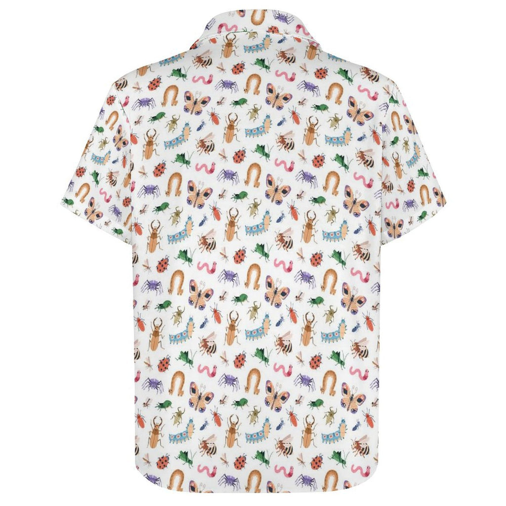 Cute Bugs Women's Collared Pocketless Short Sleeve Shirt