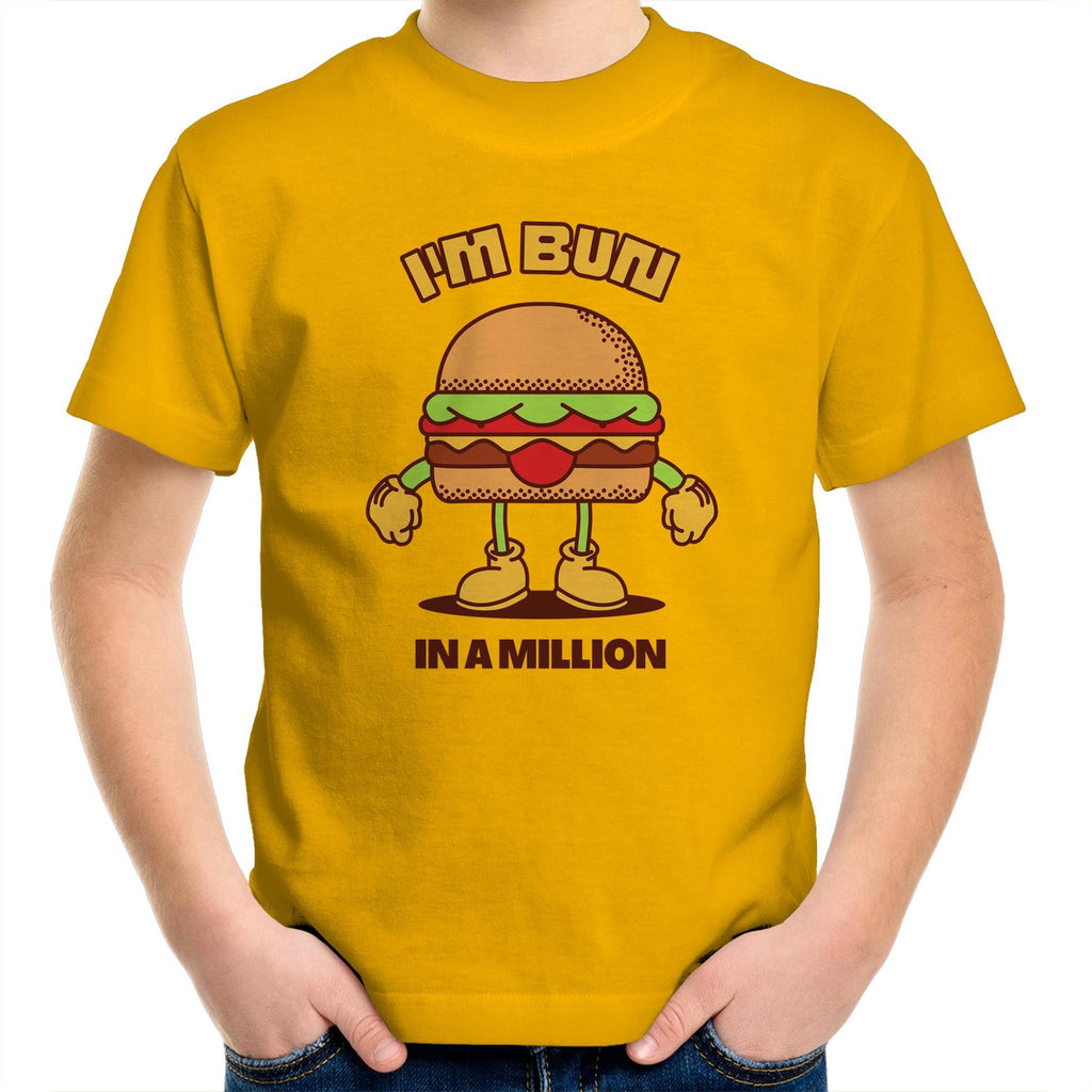 I'm Bun In A Million, Hamburger - Kids Youth T-Shirt Gold Kids Youth T-shirt Food Printed In Australia