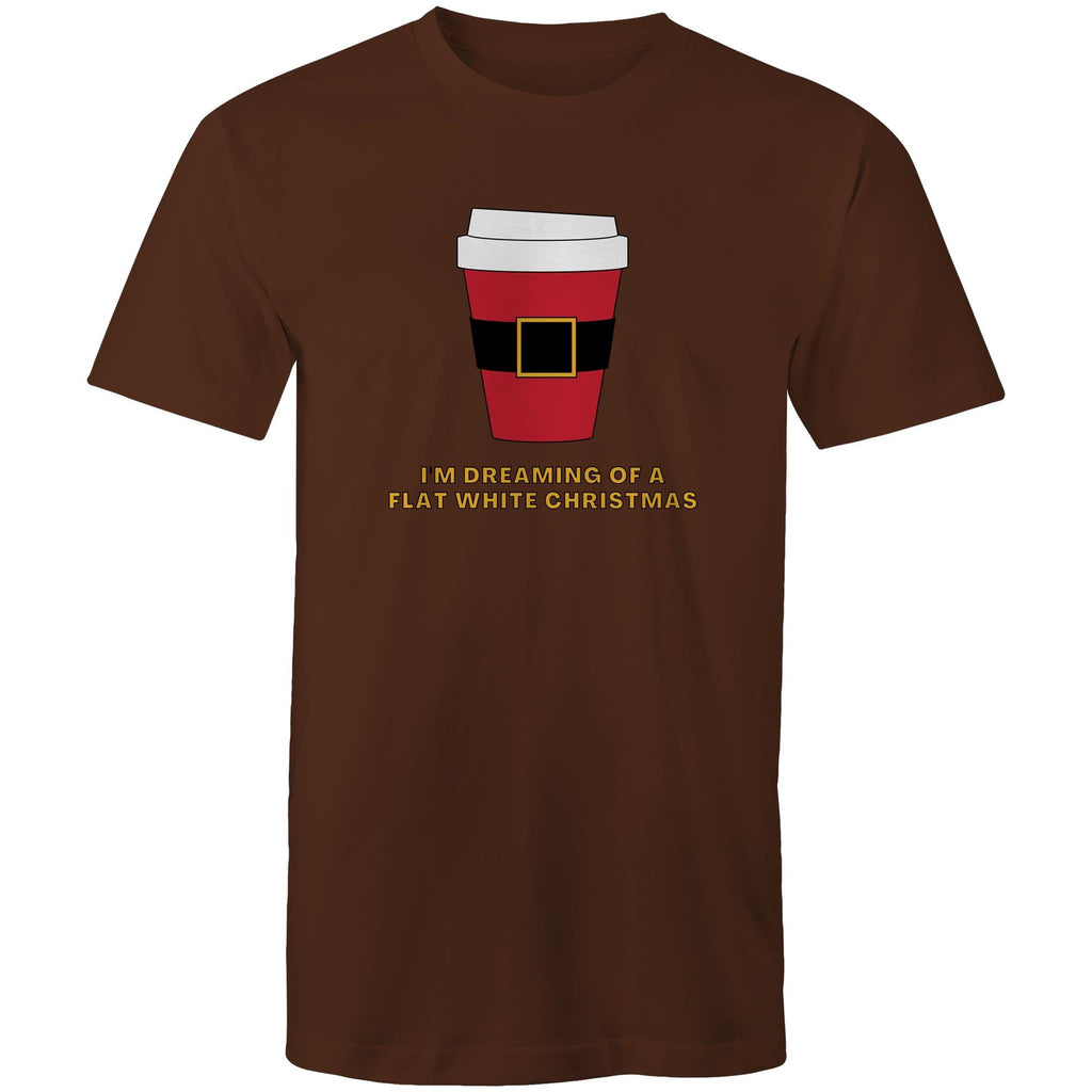 I'm Dreaming Of A Flat White Christmas, Coffee - Mens T-Shirt Dark Chocolate Mens Christmas T-shirt Christmas Printed In Australia