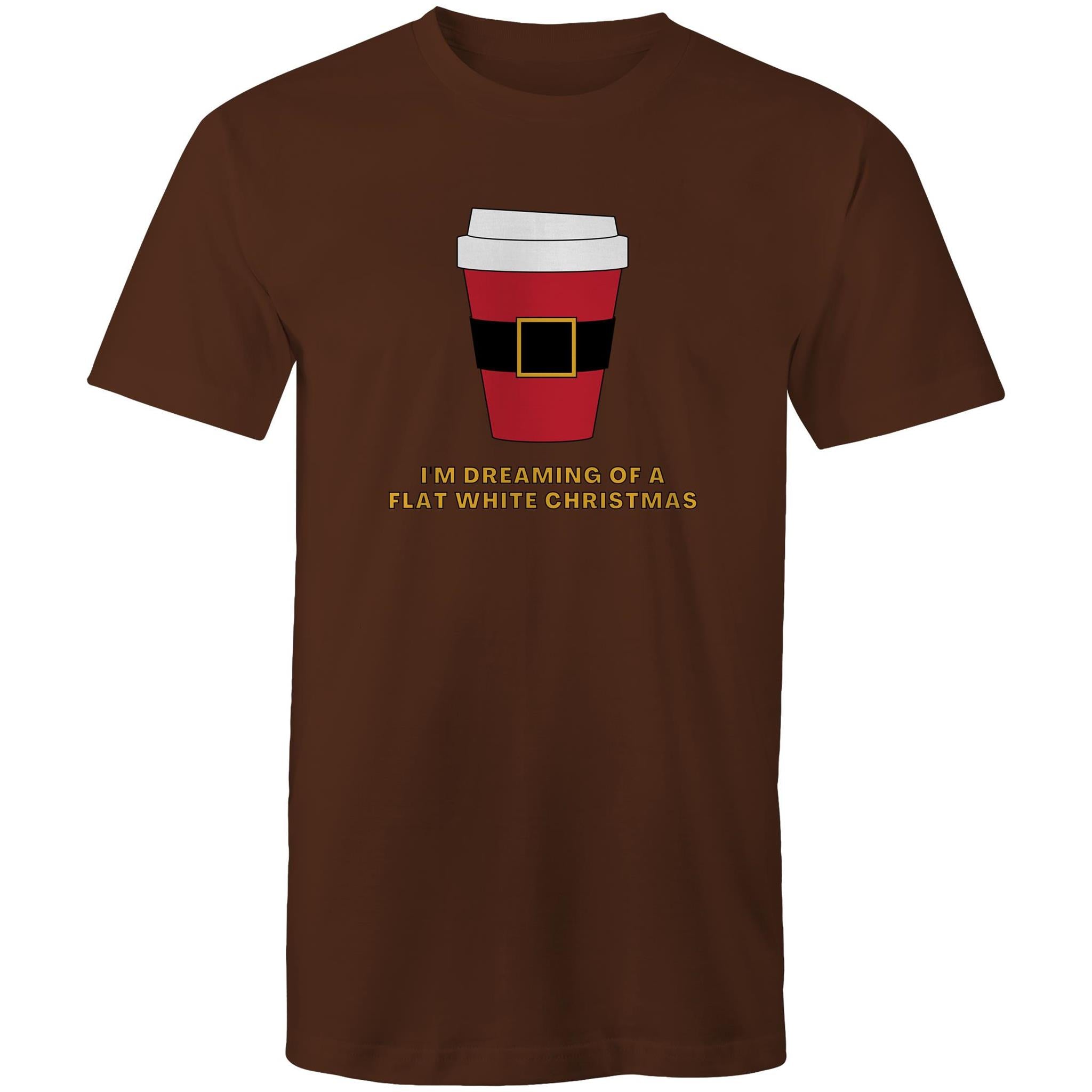 I'm Dreaming Of A Flat White Christmas, Coffee - Mens T-Shirt Dark Chocolate Mens Christmas T-shirt Christmas Printed In Australia