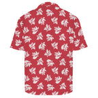Red Retro Foliage Men's Crinkle Hawaiian Shirt