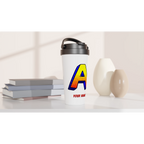 Personalised - Comic Book Initial - White 15oz Stainless Steel Travel Mug Personalised Travel Mug Customise Globally Fulfilled Initial Name Personalise