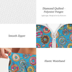 Doughnuts On Blue Women's Windbreaker Short Set Women's Windbreaker Short Set Food Printed Offshore