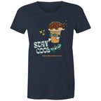 Stay Cool, Find Your Happy Place, Ice Cream, Skateboard - Womens T-shirt Navy Womens T-shirt Printed In Australia Summer