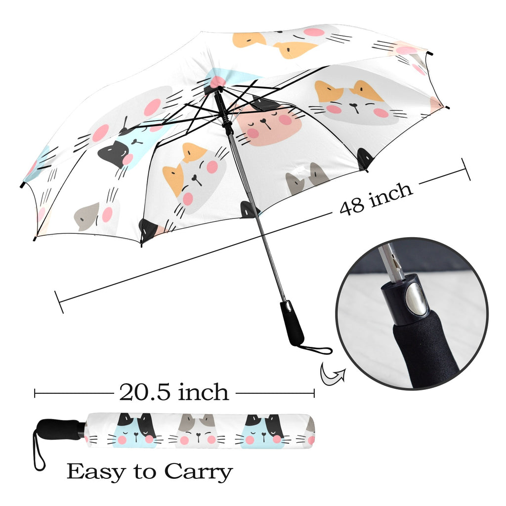 Cat Faces - Semi-Automatic Foldable Umbrella (Model U12) Semi-Automatic Foldable Umbrella (U12)