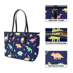 Dinosaurs - Leather Tote Bag-Large