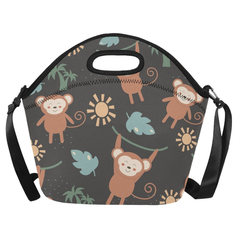 Monkey Swing Neoprene Lunch Bag/Large (Model 1669) One Size Neoprene Lunch Bag animal Printed Offshore