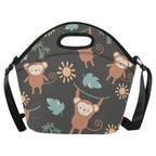 Monkey Swing Neoprene Lunch Bag/Large (Model 1669) One Size Neoprene Lunch Bag animal Printed Offshore
