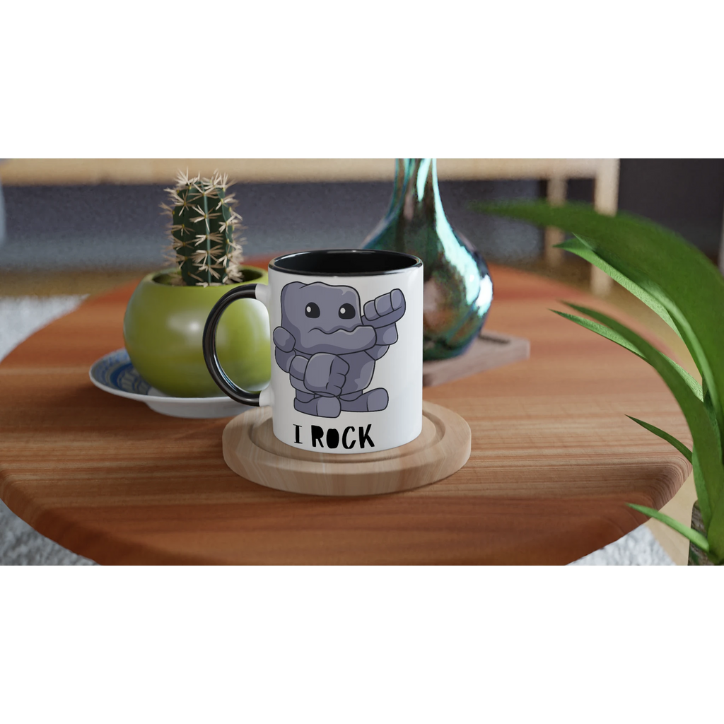 Pesonalise - I Rock - White 11oz Ceramic Mug Personalised Mug customise Globally Fulfilled Music personalise