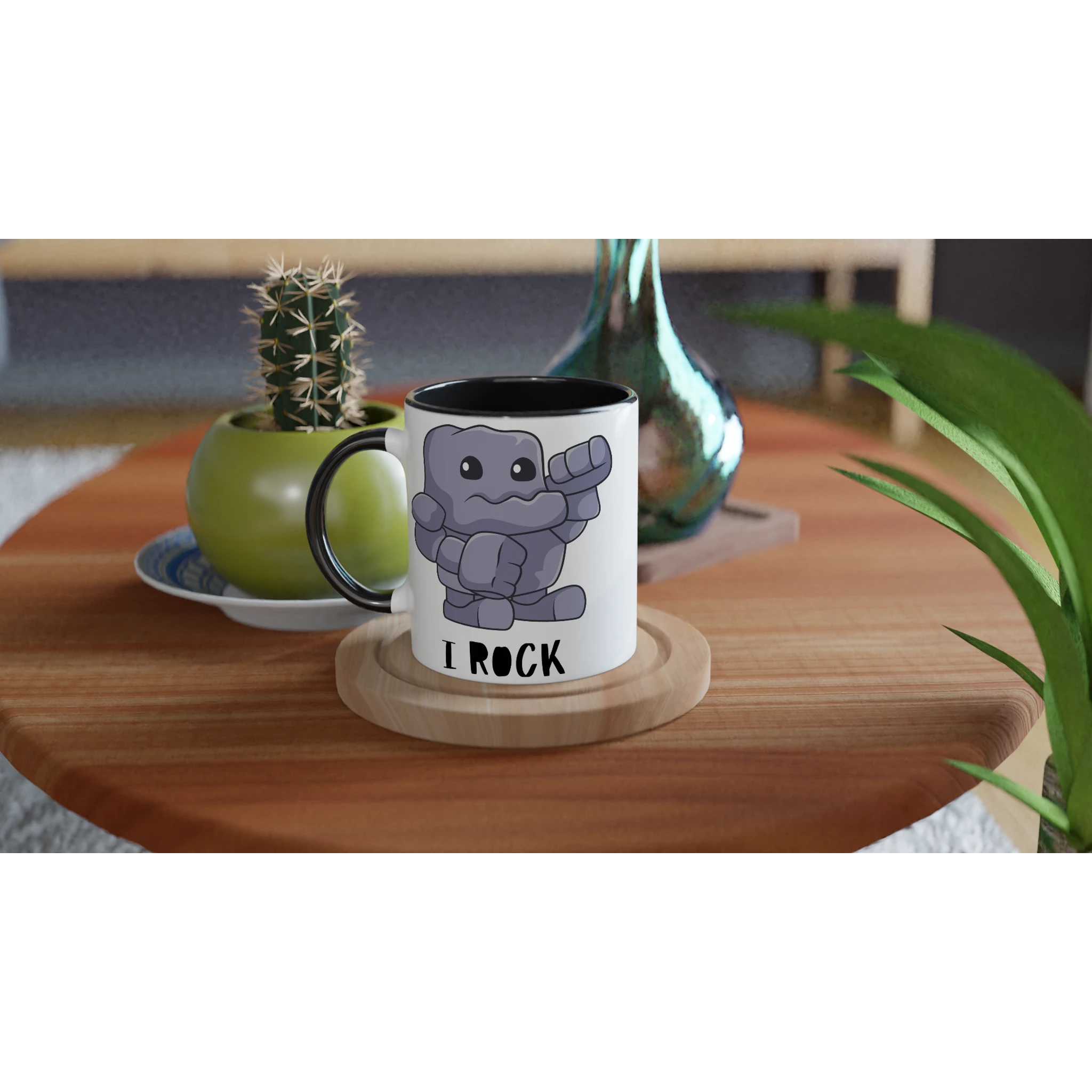 Pesonalise - I Rock - White 11oz Ceramic Mug Personalised Mug customise Globally Fulfilled Music personalise