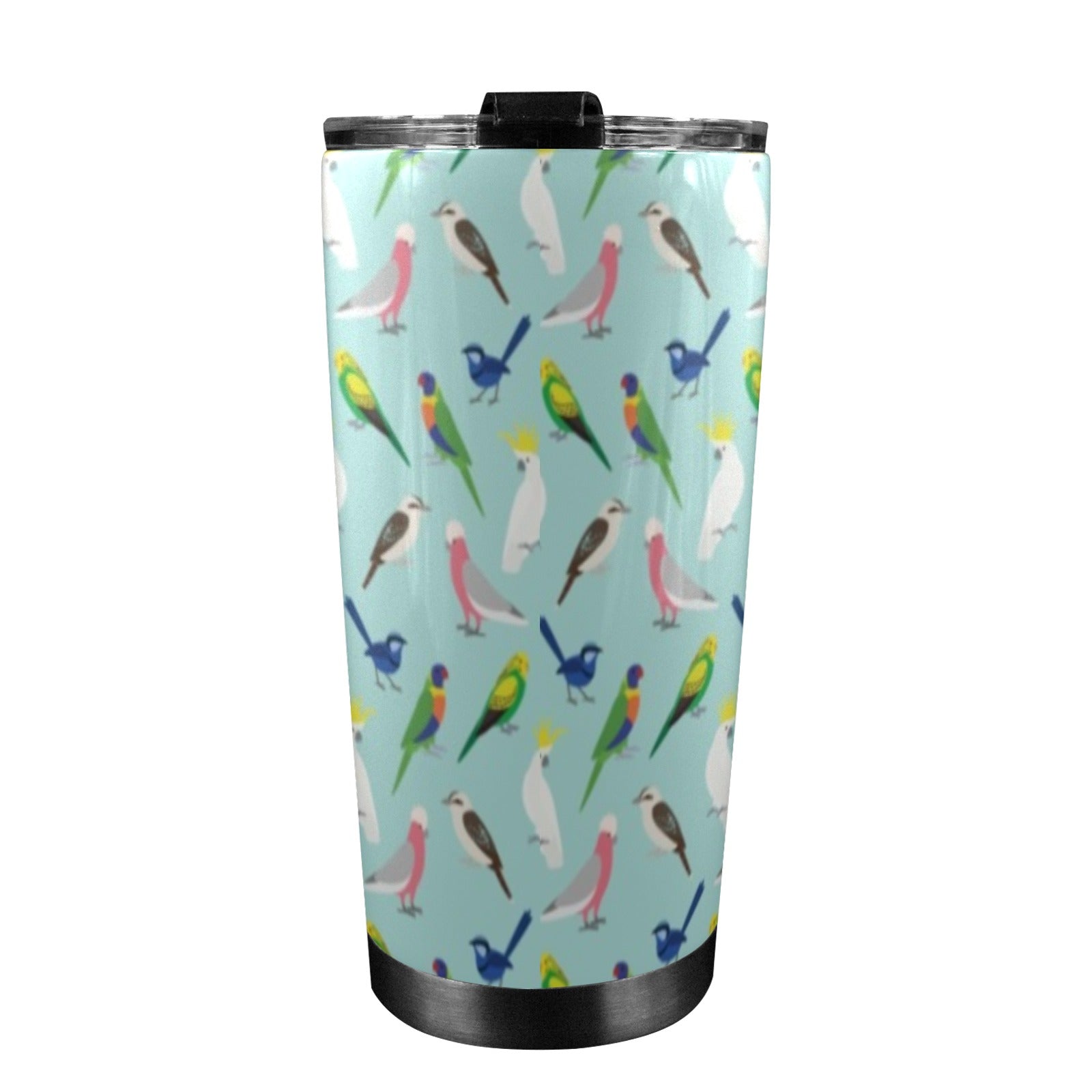Australian Birds 20oz Mobile Tumbler with Lid (Black Lock) 20oz Travel Mug Australia Birds Printed Offshore