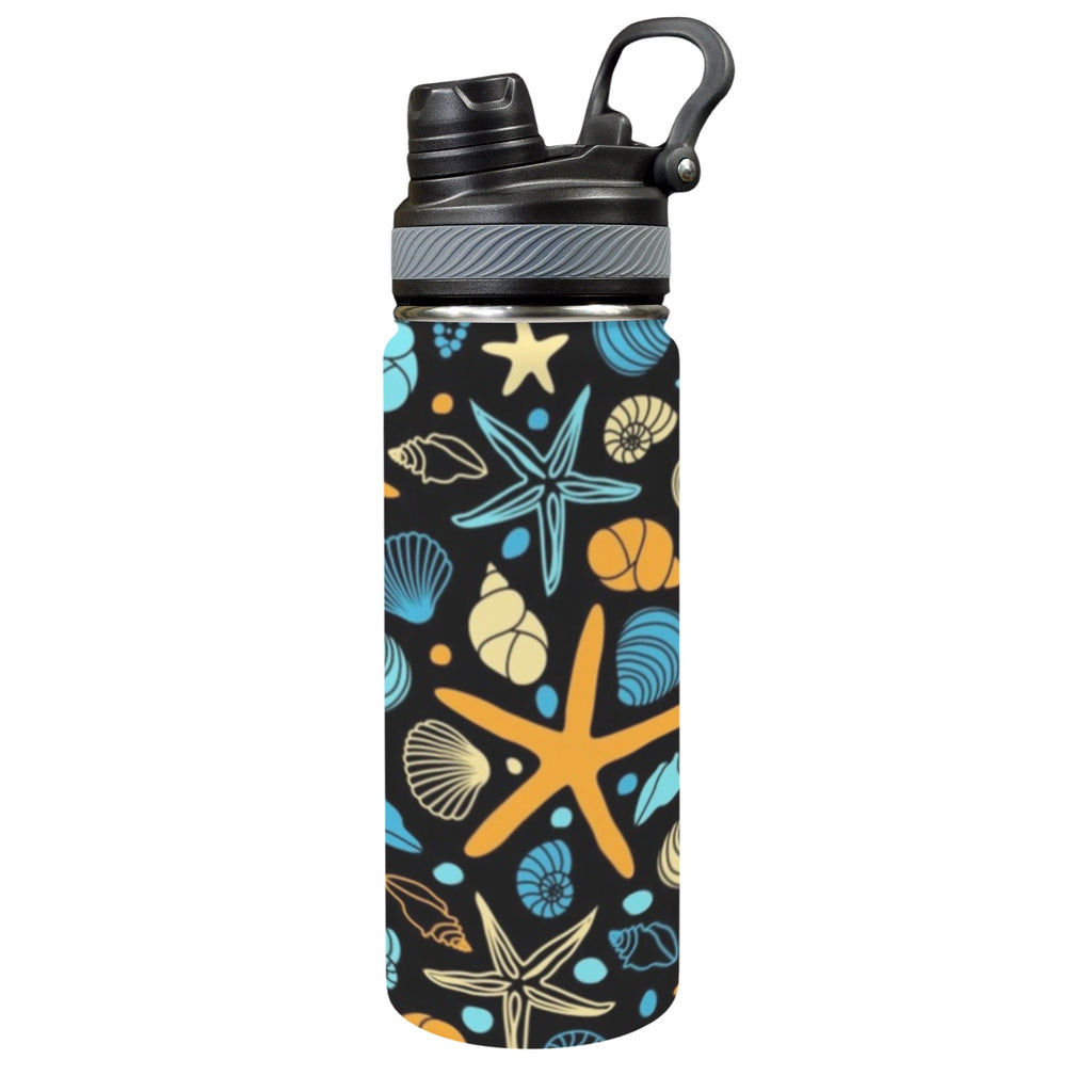 Starfish And Shells - Insulated Water Bottle with Dual-Use Lid (18oz) One Size Insulated Water Bottle with Dual-Use Lid (18oz) Ocean Printed Offshore