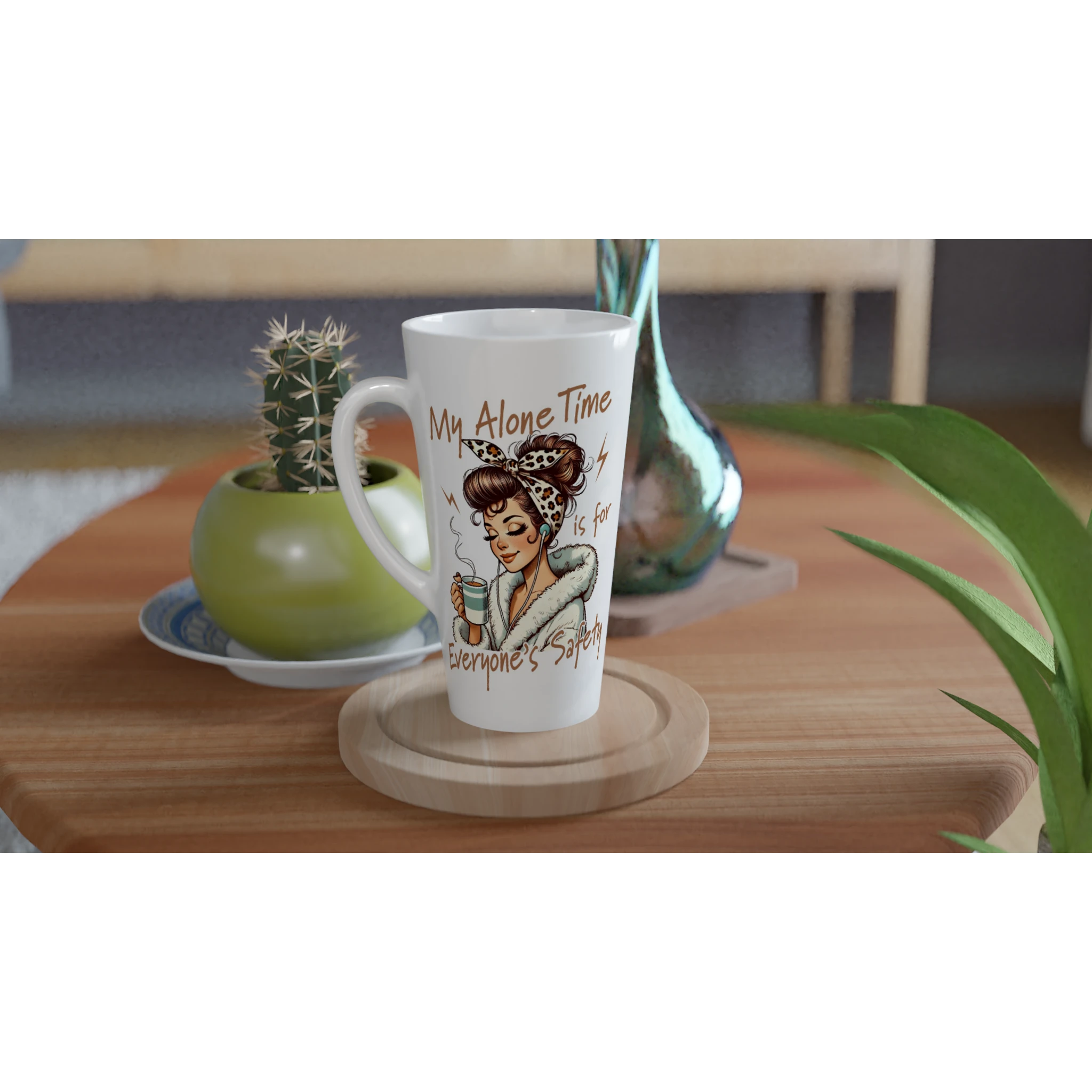 Personalised My Alone Time Is For Everyone's Safety White Latte 17oz Ceramic Mug Personalised Latte Mug Globally Fulfilled