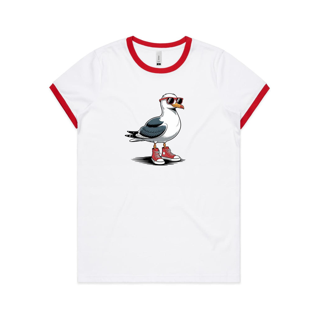 Seagull With Sunglasses And High Tops AS Colour Women's Ringer Tee