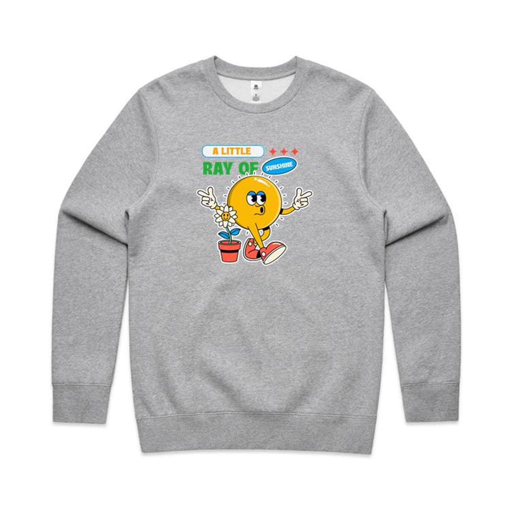 A Little Ray Of Sunshine - AS Colour Stencil Crew Grey Marle Sweatshirt Printed In Australia