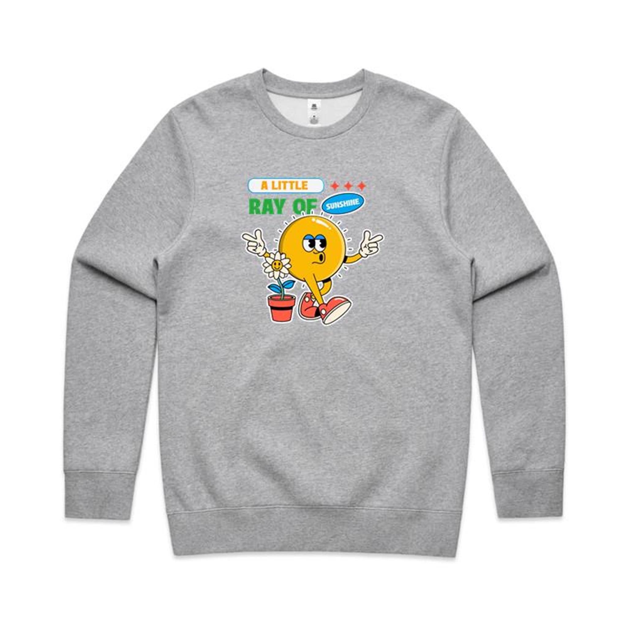 A Little Ray Of Sunshine - AS Colour Stencil Crew Grey Marle Sweatshirt Printed In Australia