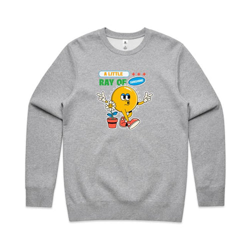A Little Ray Of Sunshine - AS Colour Stencil Crew Grey Marle Sweatshirt Printed In Australia
