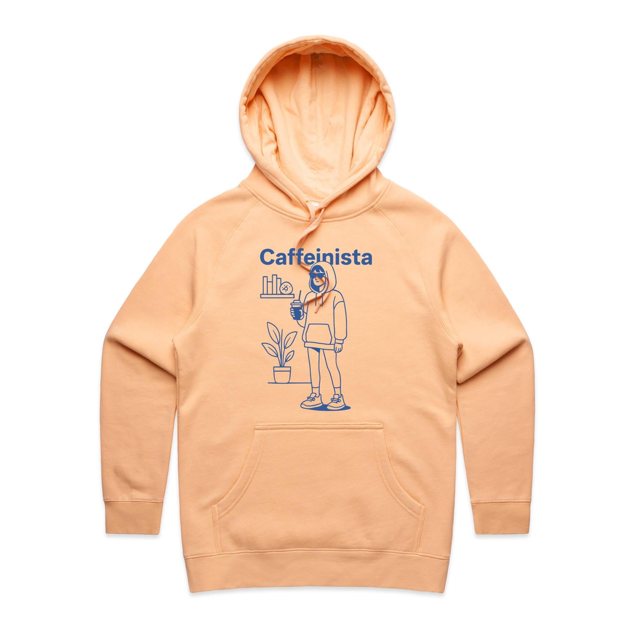 Caffeinista, Caffeine Women's AS Colour Hoodie Peach Womens Hoodie Coffee Printed In Australia