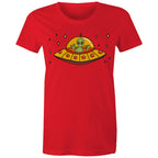 Alien Pizza - Womens T-shirt Red Womens T-shirt Food Printed In Australia Sci Fi