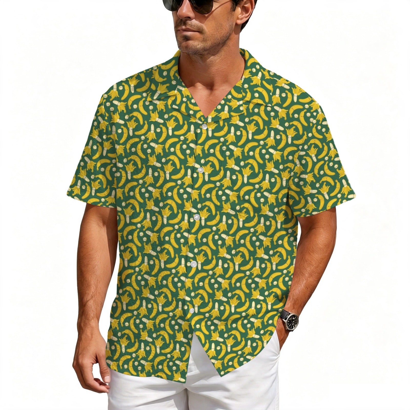 Happy Bananas Men's Crinkle Hawaiian Shirt
