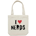 I Love Nerds, Red Heart Canvas Tote Bag Default Title Tote Bag Printed In Australia